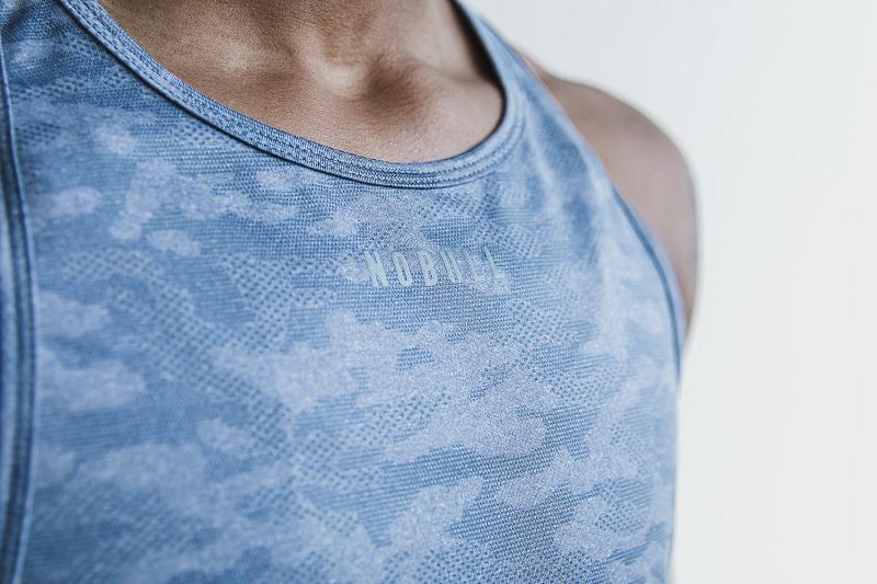 Women's Nobull WoLightweight Textured (CAMO) Tanks Blue | SG J3215P